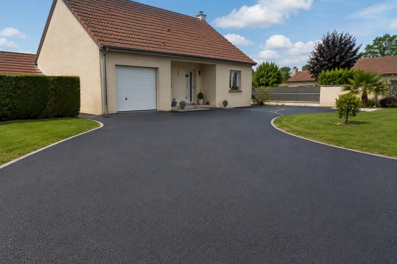 Allée et cour de maison en enrobé